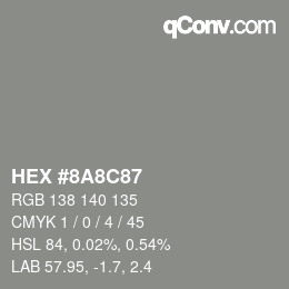颜色代码: HEX #8A8C87 | qconv.com