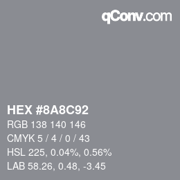 Código de color: HEX #8A8C92 | qconv.com