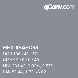 Color code: HEX #8A8C98 | qconv.com