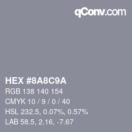 カラーコード: HEX #8A8C9A | qconv.com