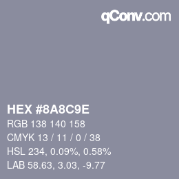 颜色代码: HEX #8A8C9E | qconv.com