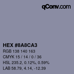 Farbcode: HEX #8A8CA3 | qconv.com