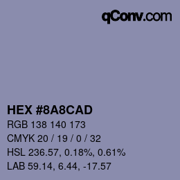 Color code: HEX #8A8CAD | qconv.com