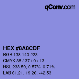 カラーコード: HEX #8A8CDF | qconv.com