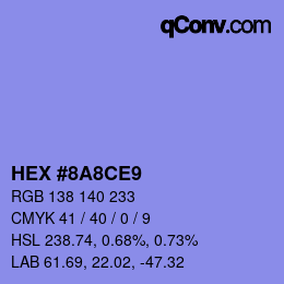 Color code: HEX #8A8CE9 | qconv.com