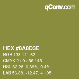 Code couleur: HEX #8A8D3E | qconv.com