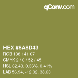 Color code: HEX #8A8D43 | qconv.com