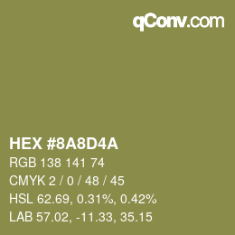 Farbcode: HEX #8A8D4A | qconv.com