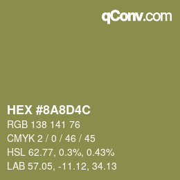 カラーコード: HEX #8A8D4C | qconv.com