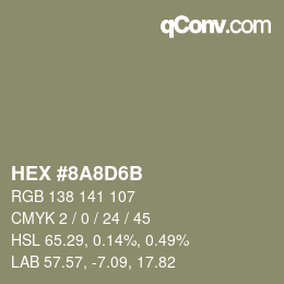 Color code: HEX #8A8D6B | qconv.com