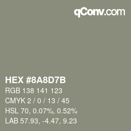 Color code: HEX #8A8D7B | qconv.com