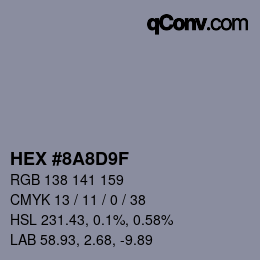 Color code: HEX #8A8D9F | qconv.com