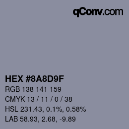 カラーコード: HEX #8A8D9F | qconv.com