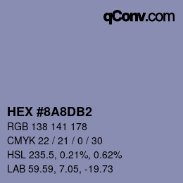 Color code: HEX #8A8DB2 | qconv.com