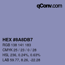 颜色代码: HEX #8A8DB7 | qconv.com
