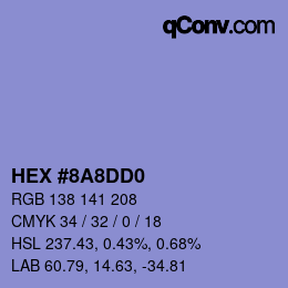 Color code: HEX #8A8DD0 | qconv.com
