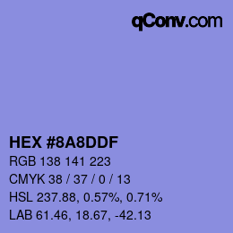 Color code: HEX #8A8DDF | qconv.com