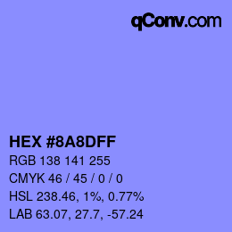Color code: HEX #8A8DFF | qconv.com