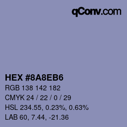 Color code: HEX #8A8EB6 | qconv.com