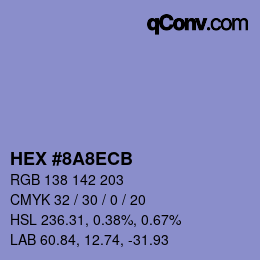 カラーコード: HEX #8A8ECB | qconv.com