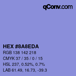 Color code: HEX #8A8EDA | qconv.com