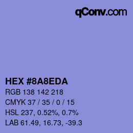 カラーコード: HEX #8A8EDA | qconv.com