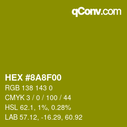 颜色代码: HEX #8A8F00 | qconv.com