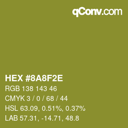 Color code: HEX #8A8F2E | qconv.com