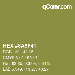 Color code: HEX #8A8F41 | qconv.com