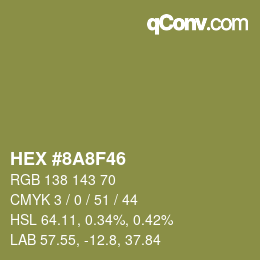 Color code: HEX #8A8F46 | qconv.com