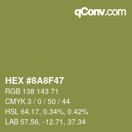 Color code: HEX #8A8F47 | qconv.com