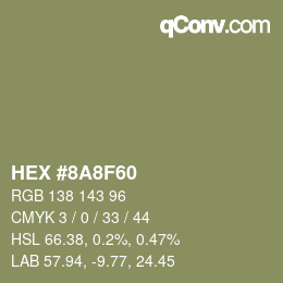 カラーコード: HEX #8A8F60 | qconv.com
