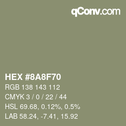 Color code: HEX #8A8F70 | qconv.com