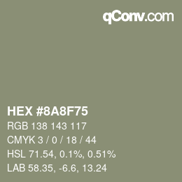 颜色代码: HEX #8A8F75 | qconv.com