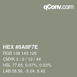 Farbcode: HEX #8A8F7E | qconv.com