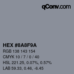 カラーコード: HEX #8A8F9A | qconv.com
