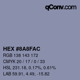 Farbcode: HEX #8A8FAC | qconv.com