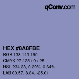 颜色代码: HEX #8A8FBE | qconv.com