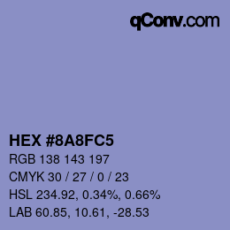 Color code: HEX #8A8FC5 | qconv.com