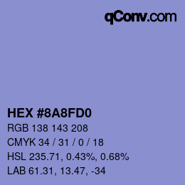 カラーコード: HEX #8A8FD0 | qconv.com
