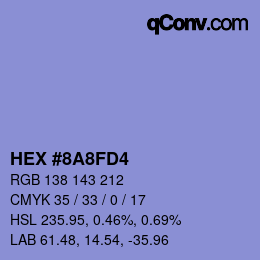 Color code: HEX #8A8FD4 | qconv.com