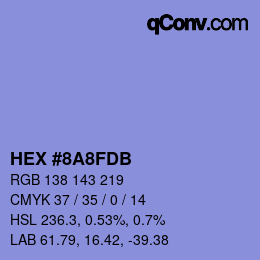 颜色代码: HEX #8A8FDB | qconv.com