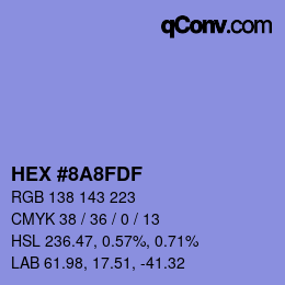 カラーコード: HEX #8A8FDF | qconv.com