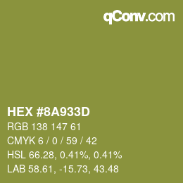 Color code: HEX #8A933D | qconv.com