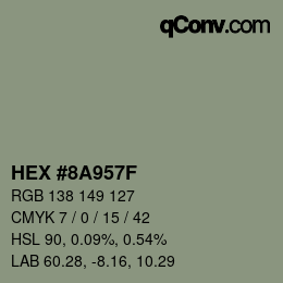 颜色代码: HEX #8A957F | qconv.com