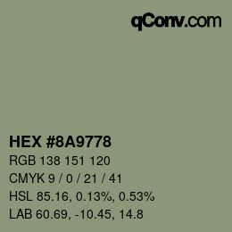 颜色代码: HEX #8A9778 | qconv.com