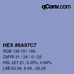 Color code: HEX #8A97C7 | qconv.com