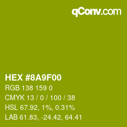 颜色代码: HEX #8A9F00 | qconv.com