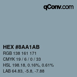 Color code: HEX #8AA1AB | qconv.com