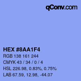 颜色代码: HEX #8AA1F4 | qconv.com